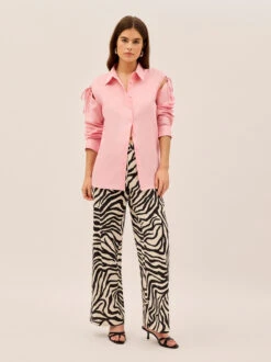 Alix Pink Cotton Tie Shoulder Oversized Shirt 8 Alix Pink Cotton Tie Shoulder Oversized Shirt -Kitri Studio 2404213P ALIXPINK 003 V2