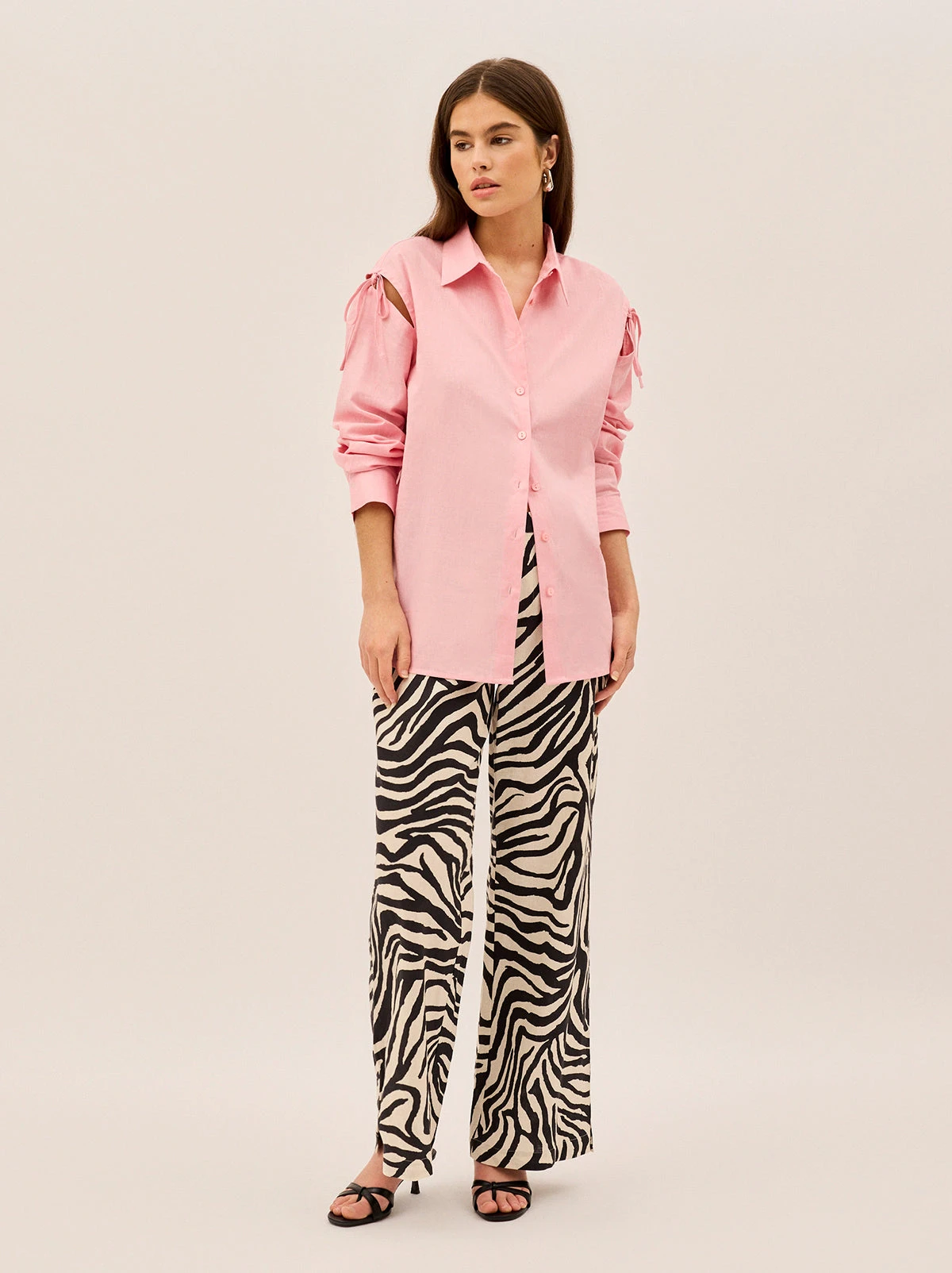 Alix Pink Cotton Tie Shoulder Oversized Shirt 4 Alix Pink Cotton Tie Shoulder Oversized Shirt - Image 4