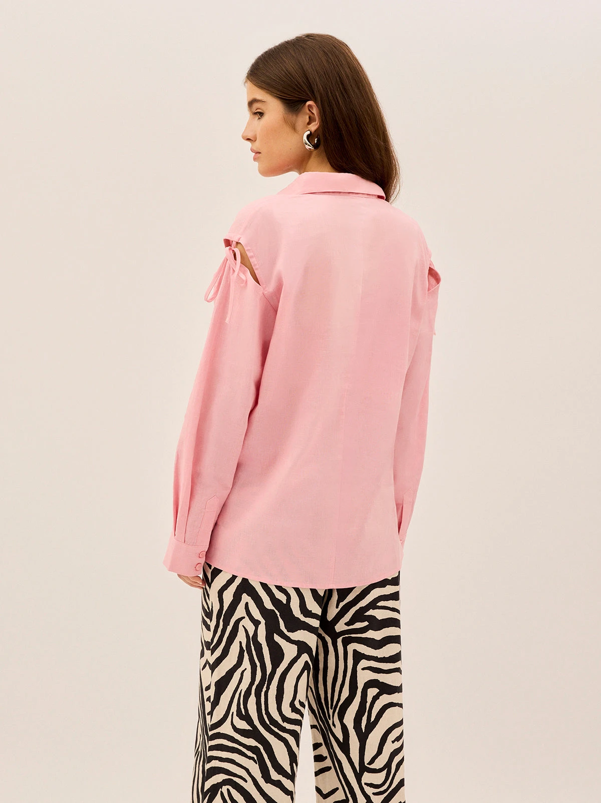 Alix Pink Cotton Tie Shoulder Oversized Shirt 5 Alix Pink Cotton Tie Shoulder Oversized Shirt - Image 5