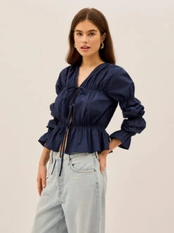 Maia Navy Cotton Top