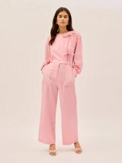 Esther Pink Cotton Linen Jumpsuit 8 Esther Pink Cotton Linen Jumpsuit -Kitri Studio 2404402P ESTHERPINK 001 V2