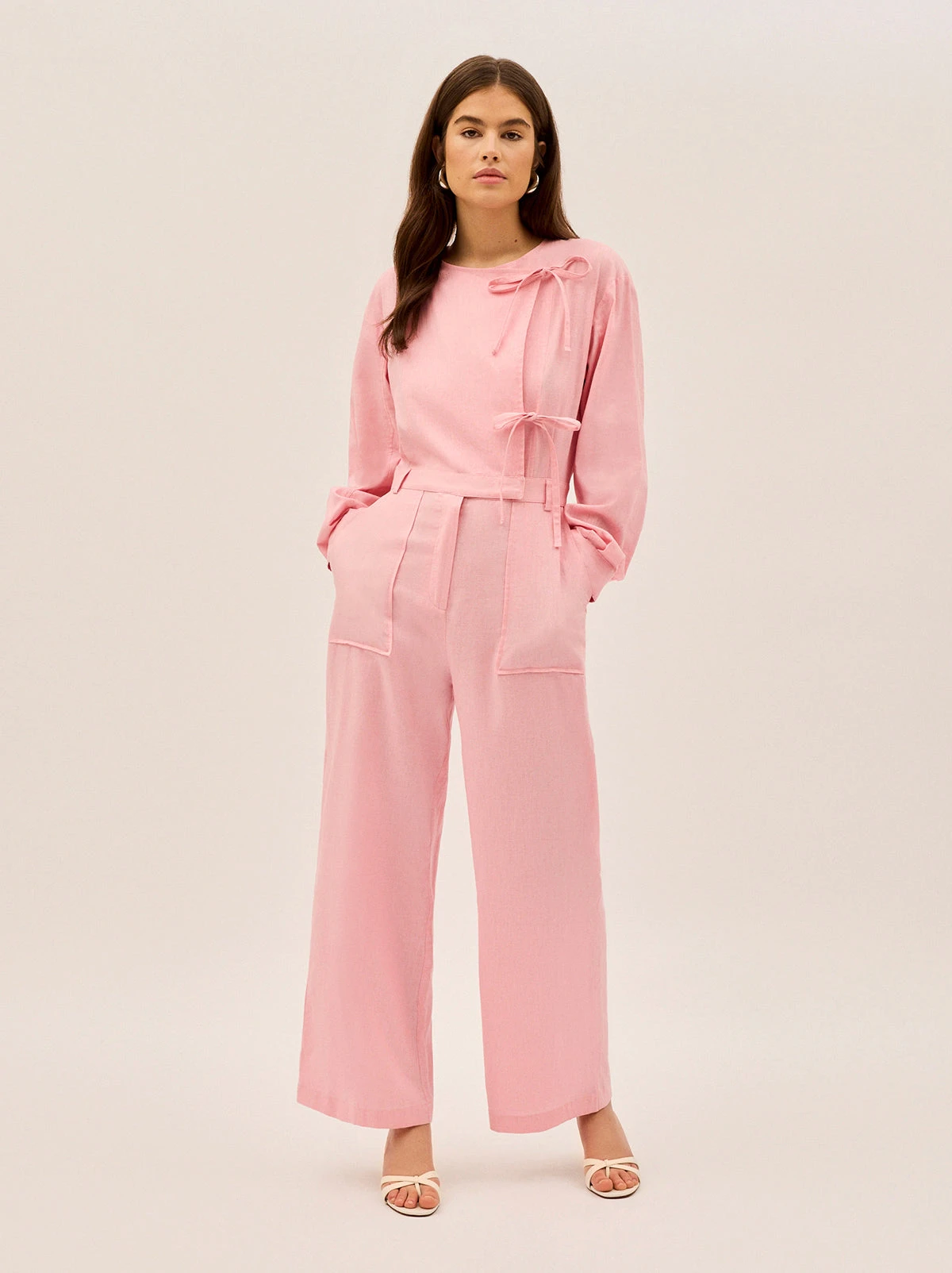 Esther Pink Cotton Linen Jumpsuit 3 Esther Pink Cotton Linen Jumpsuit - Image 3