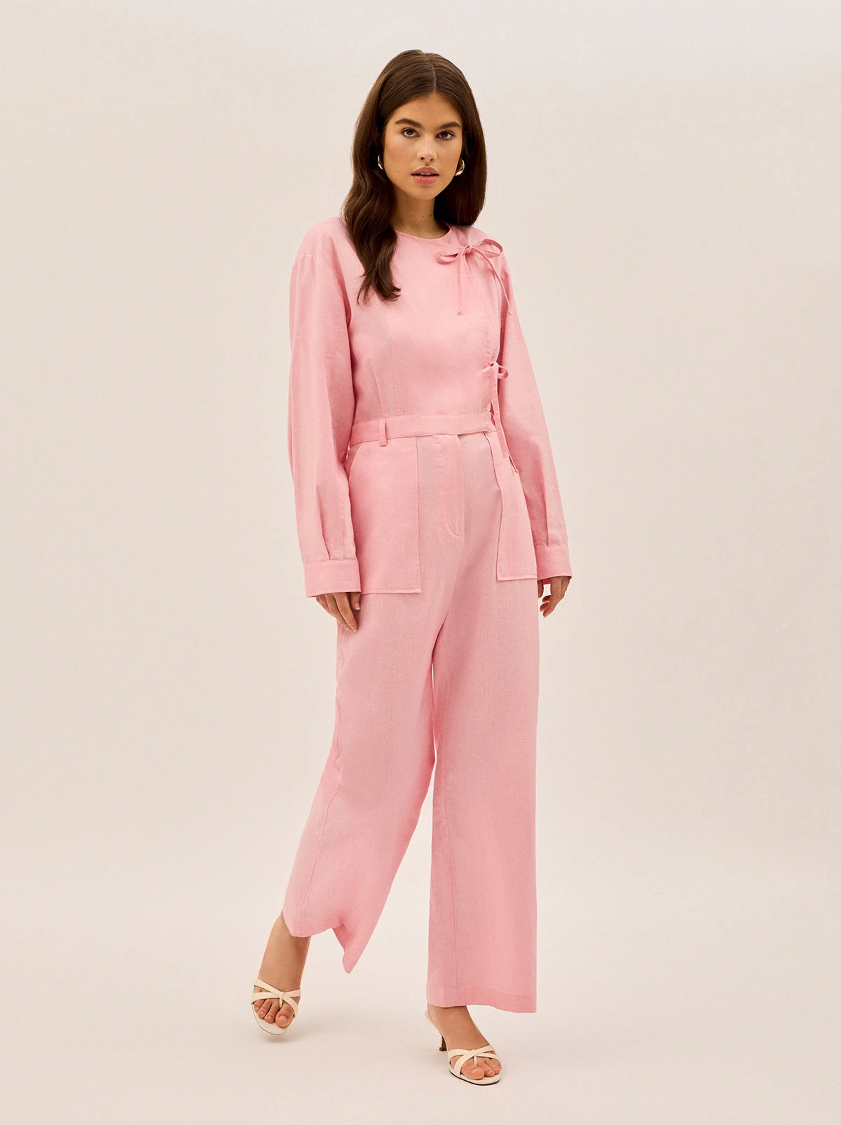Esther Pink Cotton Linen Jumpsuit 5 Esther Pink Cotton Linen Jumpsuit - Image 5