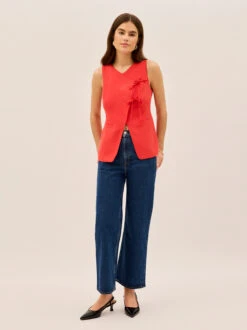 Lea Red Tie Front Waistcoat 9 Lea Red Tie Front Waistcoat -Kitri Studio 2404504R LEARED 001 V2