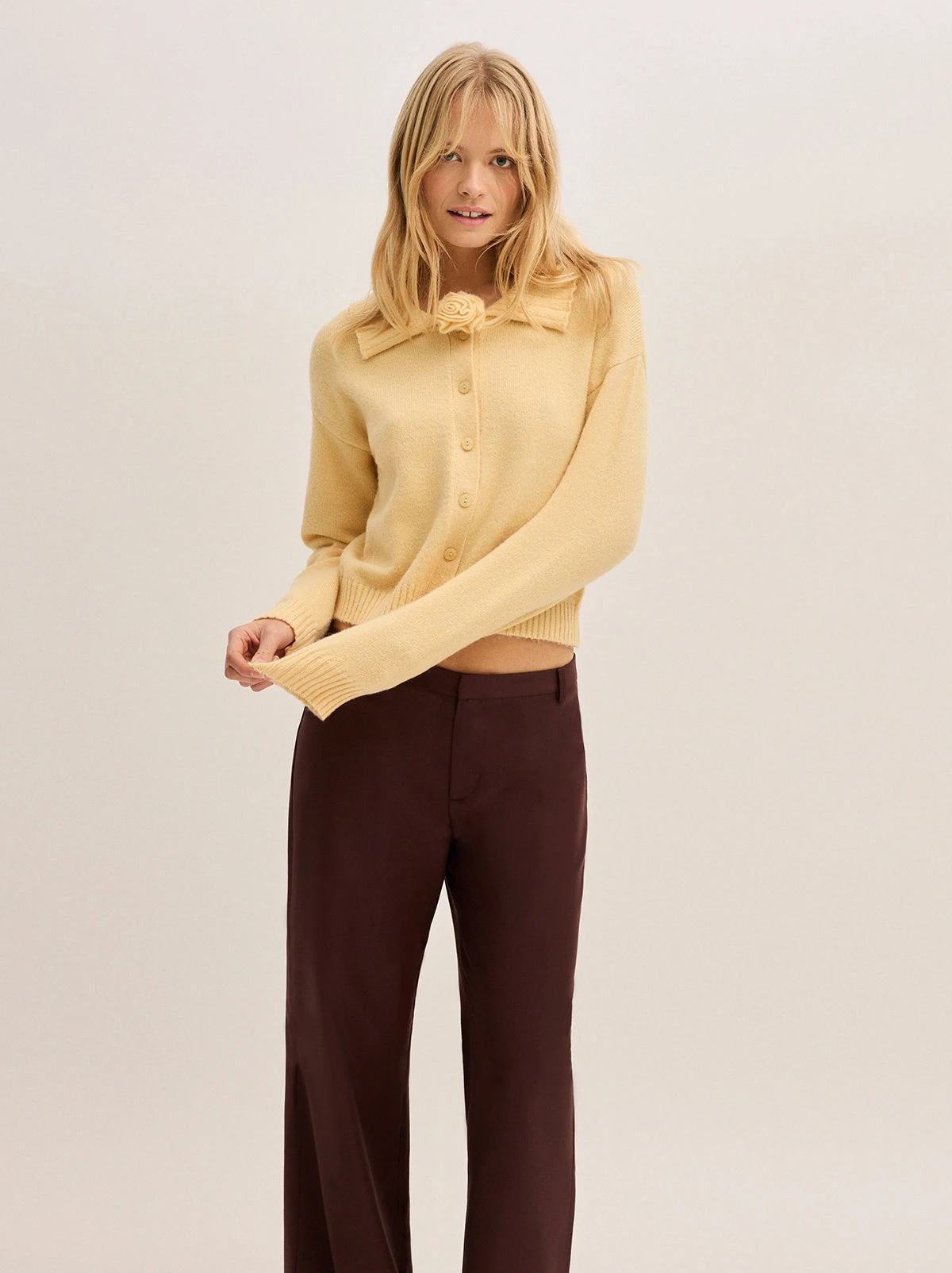 Abigail Butter Yellow Knit Cardigan 3 Abigail Butter Yellow Knit Cardigan - Image 3