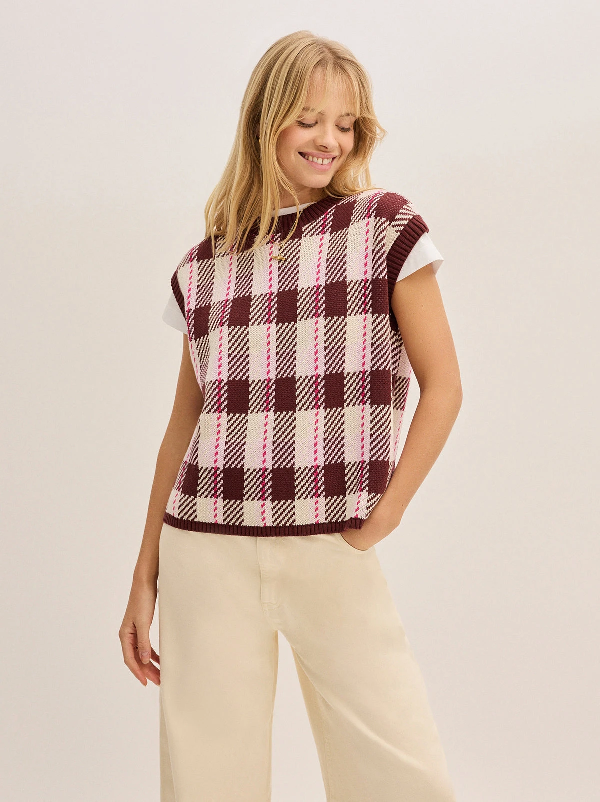 Dree Pink Check Vest 3 Dree Pink Check Vest - Image 3