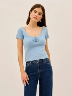 Leona Blue Knit Top