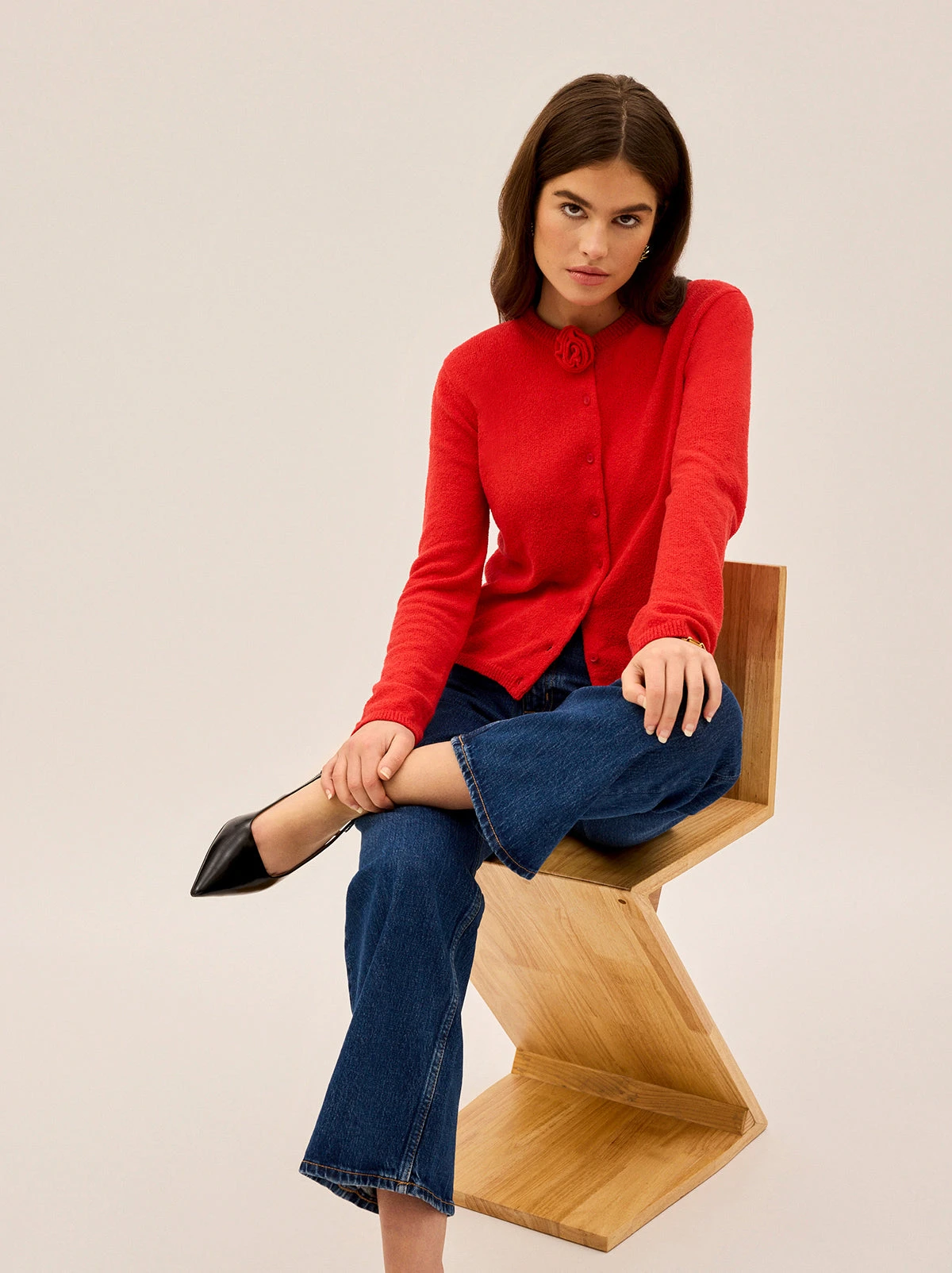 Cassandra Red Knit Cardigan 1 Cassandra Red Knit Cardigan