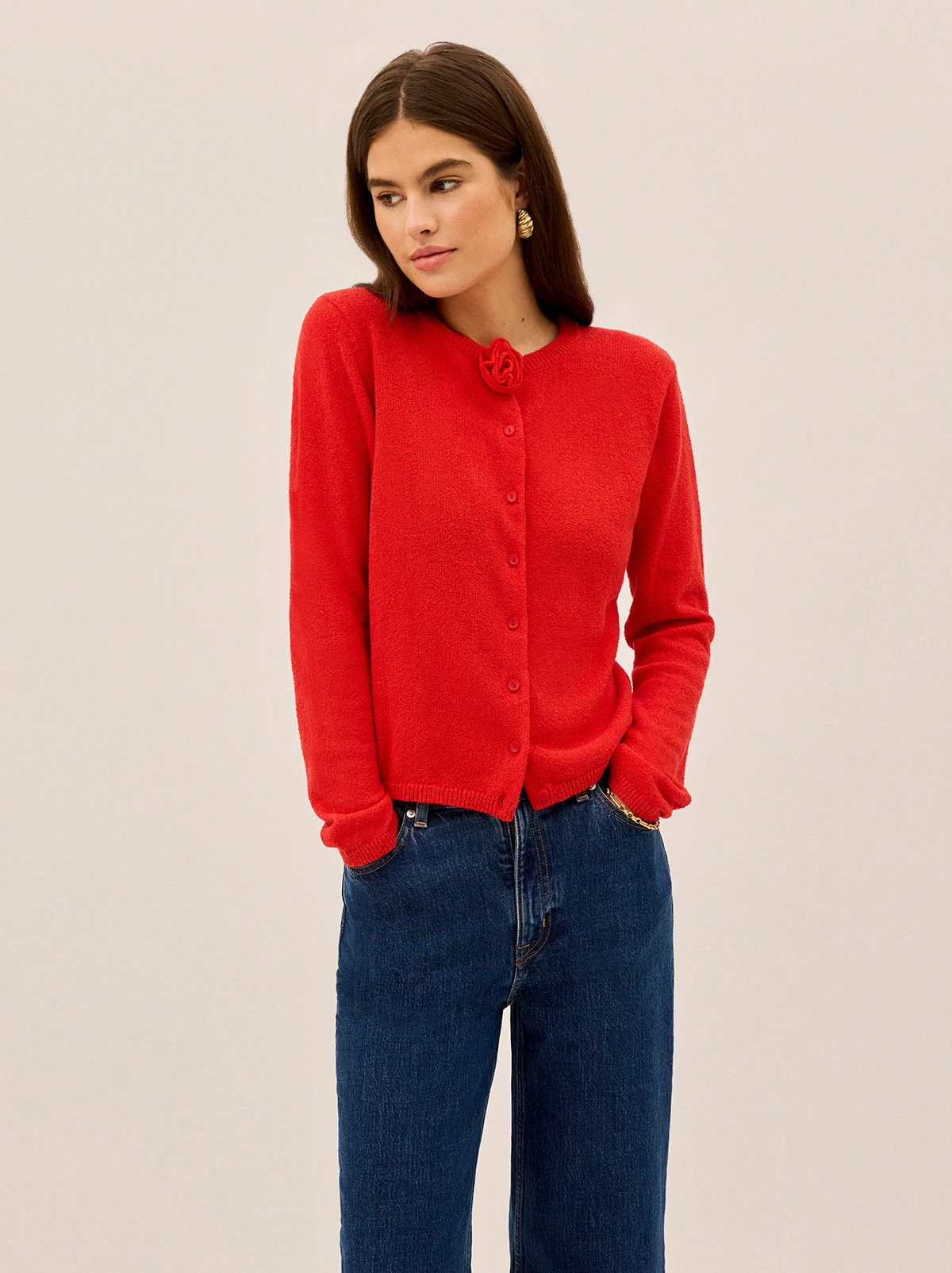 Cassandra Red Knit Cardigan 3 Cassandra Red Knit Cardigan - Image 3