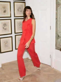 Lea Red Tie Front Waistcoat 8 Lea Red Tie Front Waistcoat -Kitri Studio ADA LEARED3