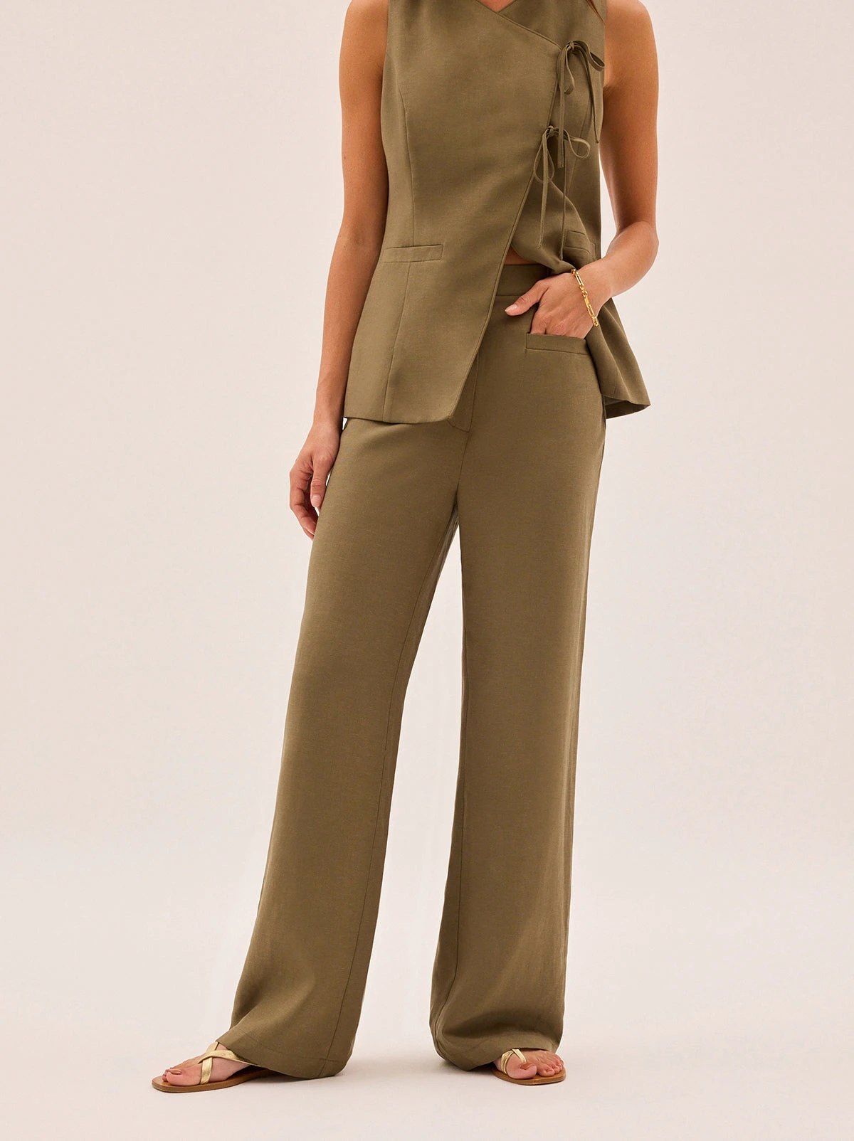Ada Khaki Tailored Trousers 1 Ada Khaki Tailored Trousers