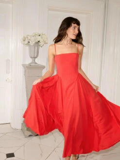 Alberta Red Linen Blend Dress