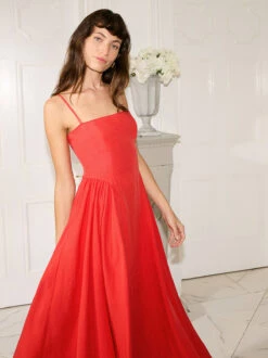 Alberta Red Linen Blend Dress -Kitri Studio ALBERTARED4