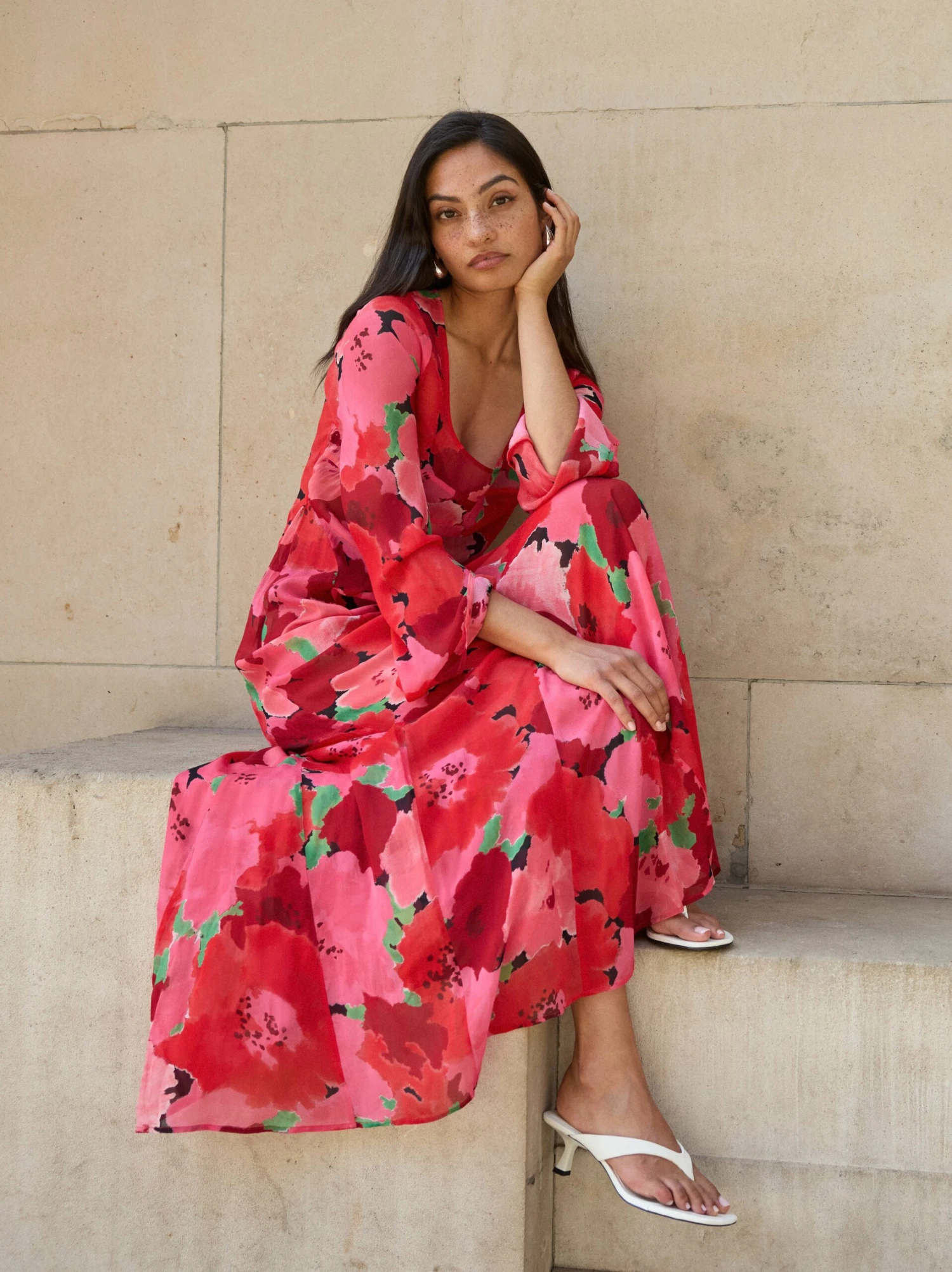 Alessia Pink Watercolour Floral Print Dress 1 Alessia Pink Watercolour Floral Print Dress