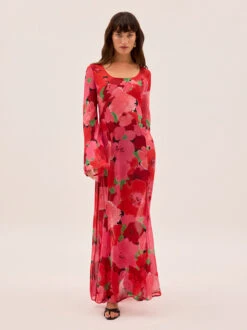 Alessia Pink Watercolour Floral Print Dress 10 Alessia Pink Watercolour Floral Print Dress -Kitri Studio ALESSIA PINK WATERCOLOUR ECOM 01