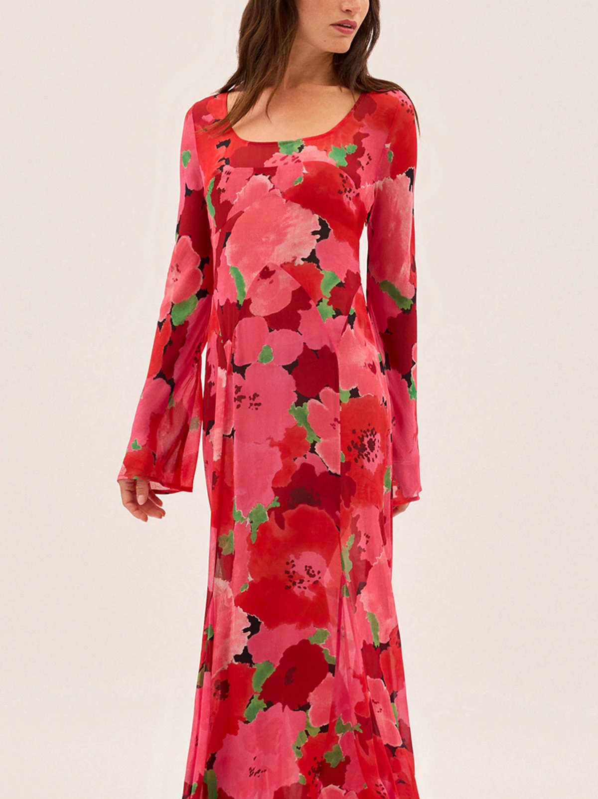 Alessia Pink Watercolour Floral Print Dress 2 Alessia Pink Watercolour Floral Print Dress - Image 2