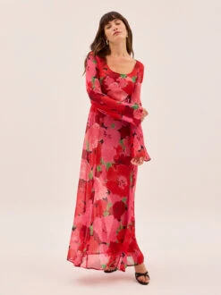 Alessia Pink Watercolour Floral Print Dress 12 Alessia Pink Watercolour Floral Print Dress -Kitri Studio ALESSIA PINK WATERCOLOUR ECOM 03