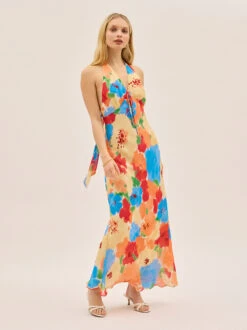 Amalia Watercolour Floral Halterneck Dress -Kitri Studio AMALIA WATERCOLOUR FLORAL ECOM V2 002
