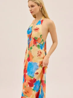 Amalia Watercolour Floral Halterneck Dress -Kitri Studio AMALIA WATERCOLOUR FLORAL ECOM V2 004