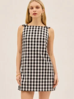Angelica Gingham Linen Blend Mini Dress 9 Angelica Gingham Linen Blend Mini Dress -Kitri Studio ANGELICA BLACK GINHAM ECOM V2 001