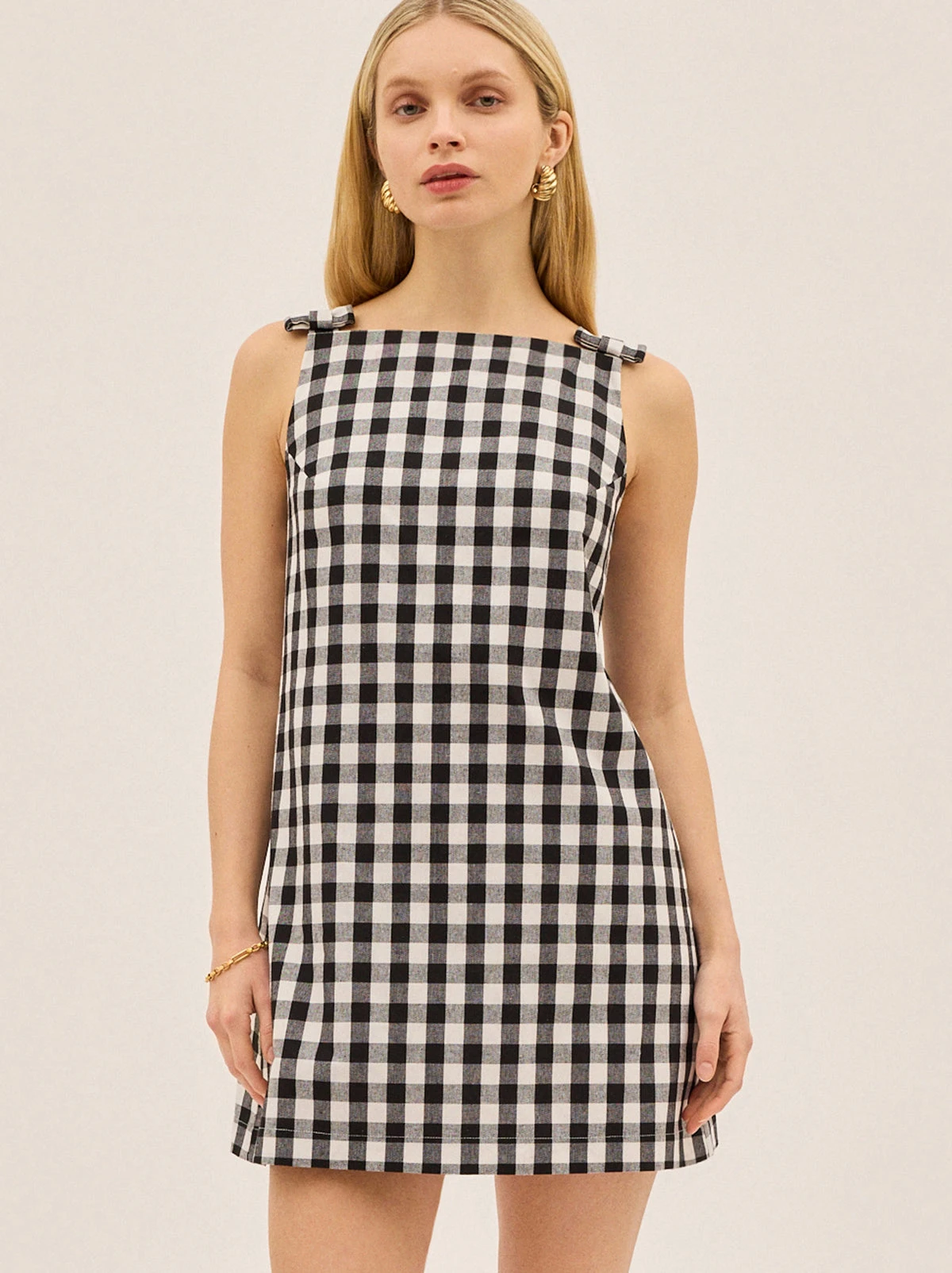 Angelica Gingham Linen Blend Mini Dress 2 Angelica Gingham Linen Blend Mini Dress - Image 2