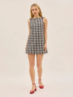 Angelica Gingham Linen Blend Mini Dress 10 Angelica Gingham Linen Blend Mini Dress -Kitri Studio ANGELICA BLACK GINHAM ECOM V2 002