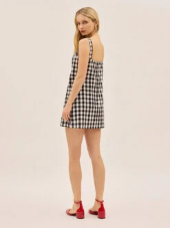 Angelica Gingham Linen Blend Mini Dress 13 Angelica Gingham Linen Blend Mini Dress -Kitri Studio ANGELICA BLACK GINHAM ECOM V2 004