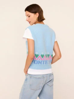 Winona Blue Fairisle Knit Vest 6 Winona Blue Fairisle Knit Vest -Kitri Studio BLUE Sweater Vest 005V2