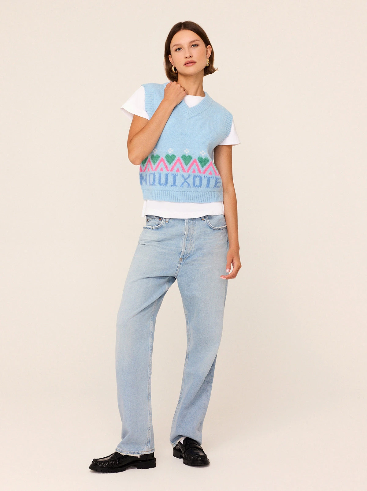 Winona Blue Fairisle Knit Vest 2 Winona Blue Fairisle Knit Vest - Image 2