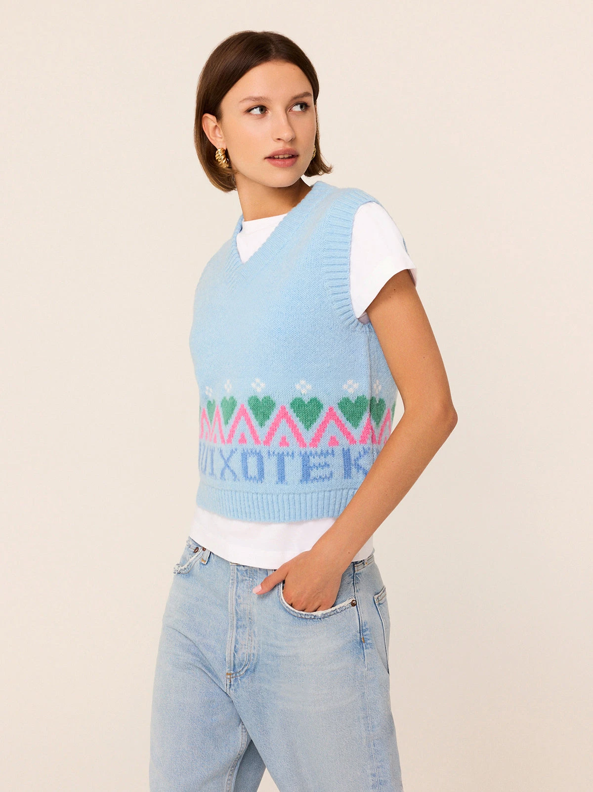 Winona Blue Fairisle Knit Vest 1 Winona Blue Fairisle Knit Vest
