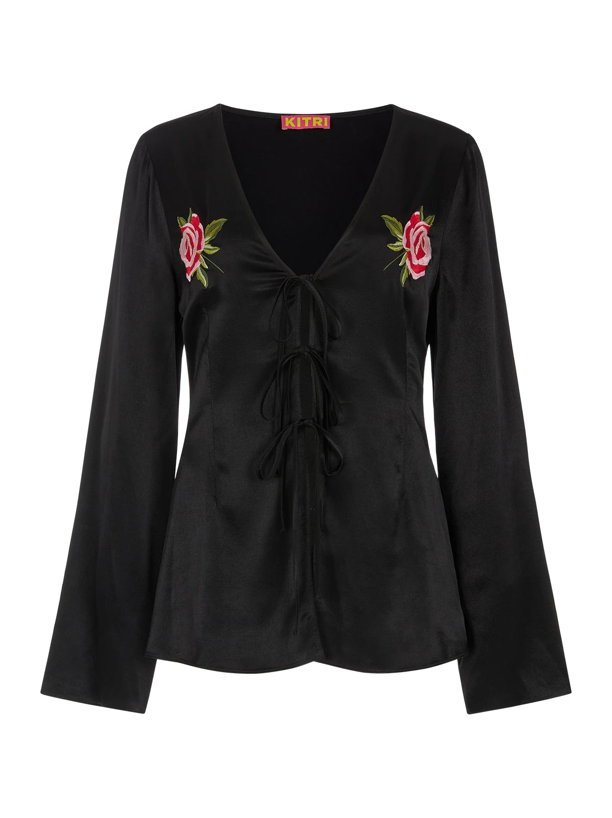 Brooke Embroidered Black Satin Top 8 Brooke Embroidered Black Satin Top - Image 8