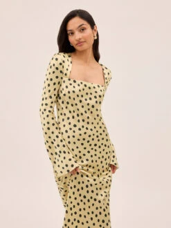 Camille Butter Polka Dot Satin Dress 7 Camille Butter Polka Dot Satin Dress -Kitri Studio CAMILLE BUTTER ECOM 02