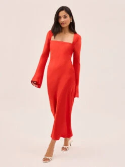 Camille Red Satin Dress 17 Camille Red Satin Dress -Kitri Studio CAMILLE RED ECOM 01
