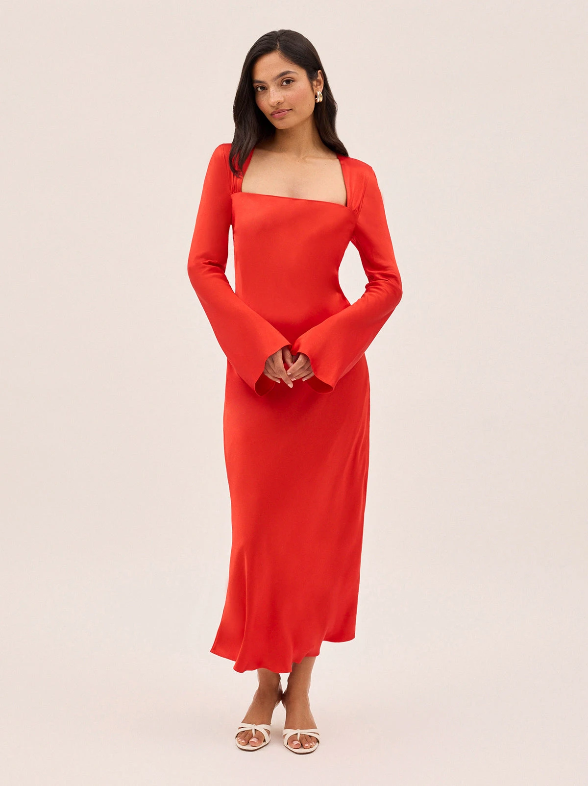 Camille Red Satin Dress 2 Camille Red Satin Dress - Image 2