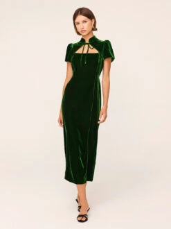 Carmella Green Velvet Midi Dress 7 Carmella Green Velvet Midi Dress -Kitri Studio CARMELLAGREENVELVETDRESS 036V2