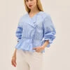 Caryn Blue Striped Cotton Top