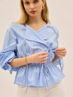 Caryn Blue Striped Cotton Top 8 Caryn Blue Striped Cotton Top -Kitri Studio CARYN BLUE STRIPE ECOM V2 002
