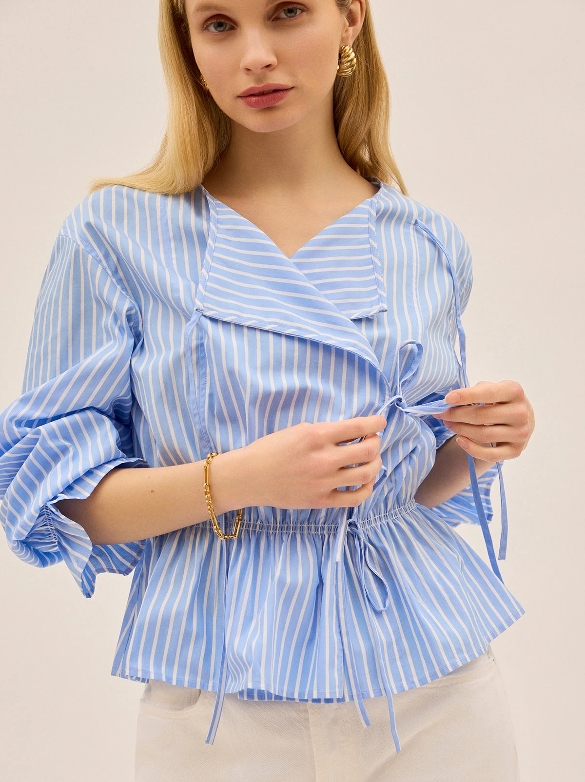 Caryn Blue Striped Cotton Top 3 Caryn Blue Striped Cotton Top - Image 3