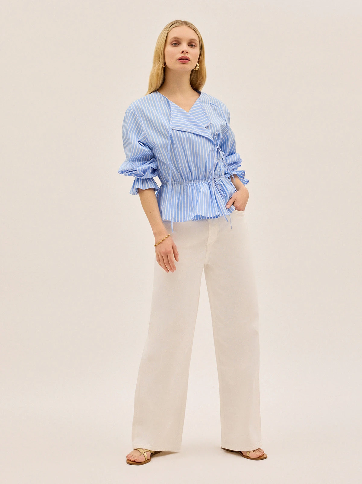 Caryn Blue Striped Cotton Top 5 Caryn Blue Striped Cotton Top - Image 5