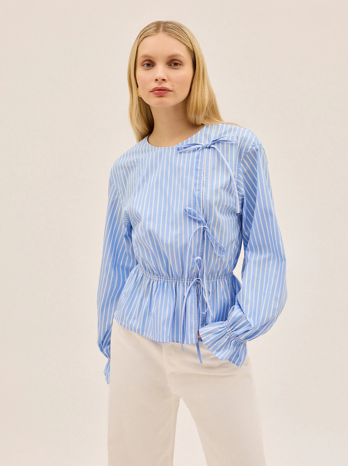 Caryn Blue Striped Cotton Top 2 Caryn Blue Striped Cotton Top - Image 2