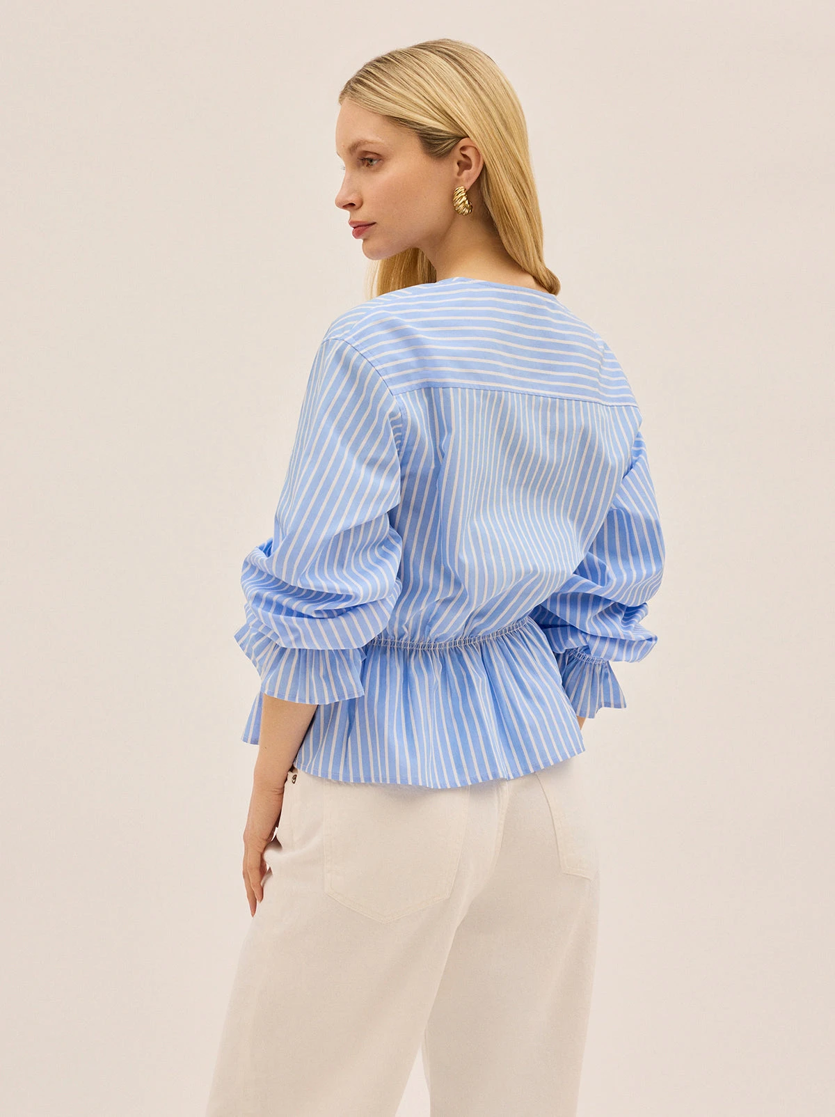 Caryn Blue Striped Cotton Top 4 Caryn Blue Striped Cotton Top - Image 4