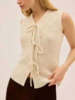 Casey Ivory Knit Vest -Kitri Studio CASEYIVORYECOMV2 003