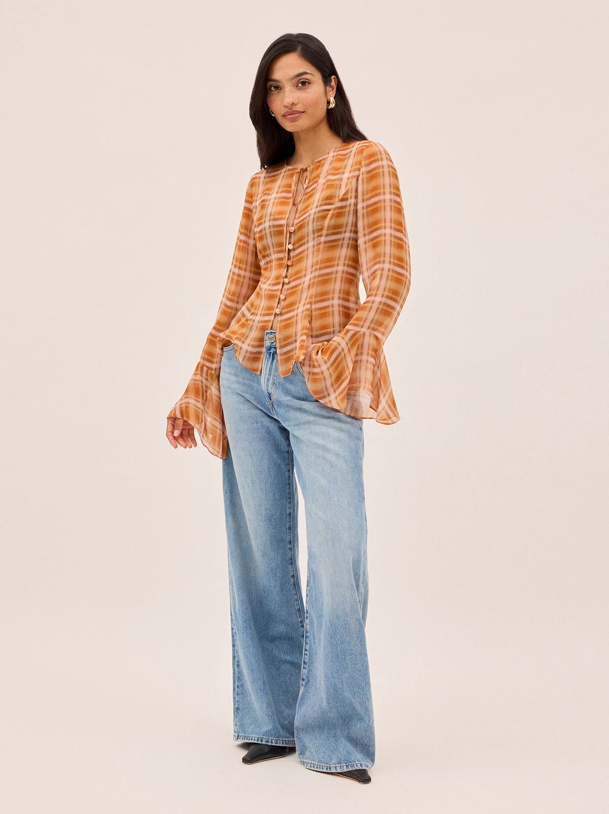 Chantelle Apricot Check Print Top 6 Chantelle Apricot Check Print Top - Image 6