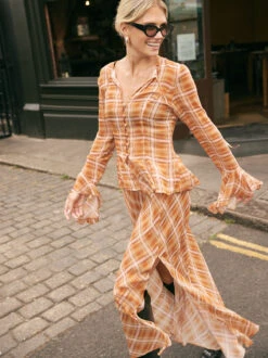 Chantelle Apricot Check Print Top