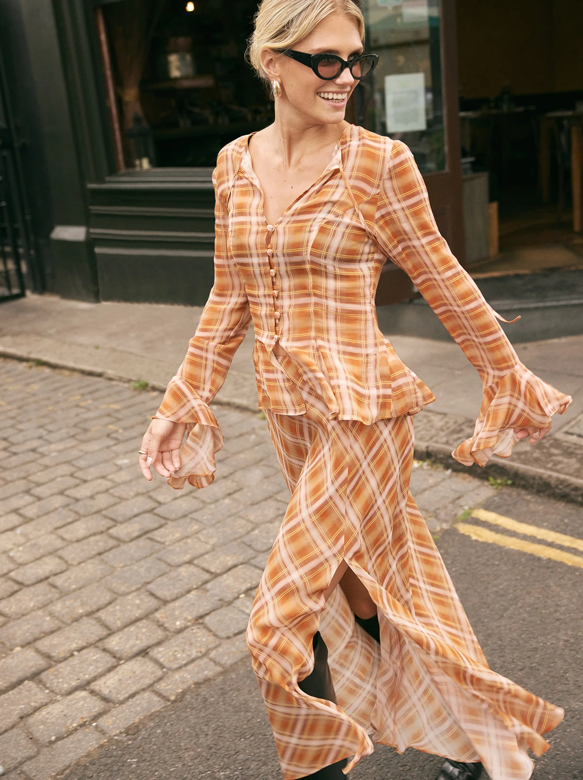 Chantelle Apricot Check Print Top 1 Chantelle Apricot Check Print Top