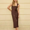Christine Chocolate Satin Dress