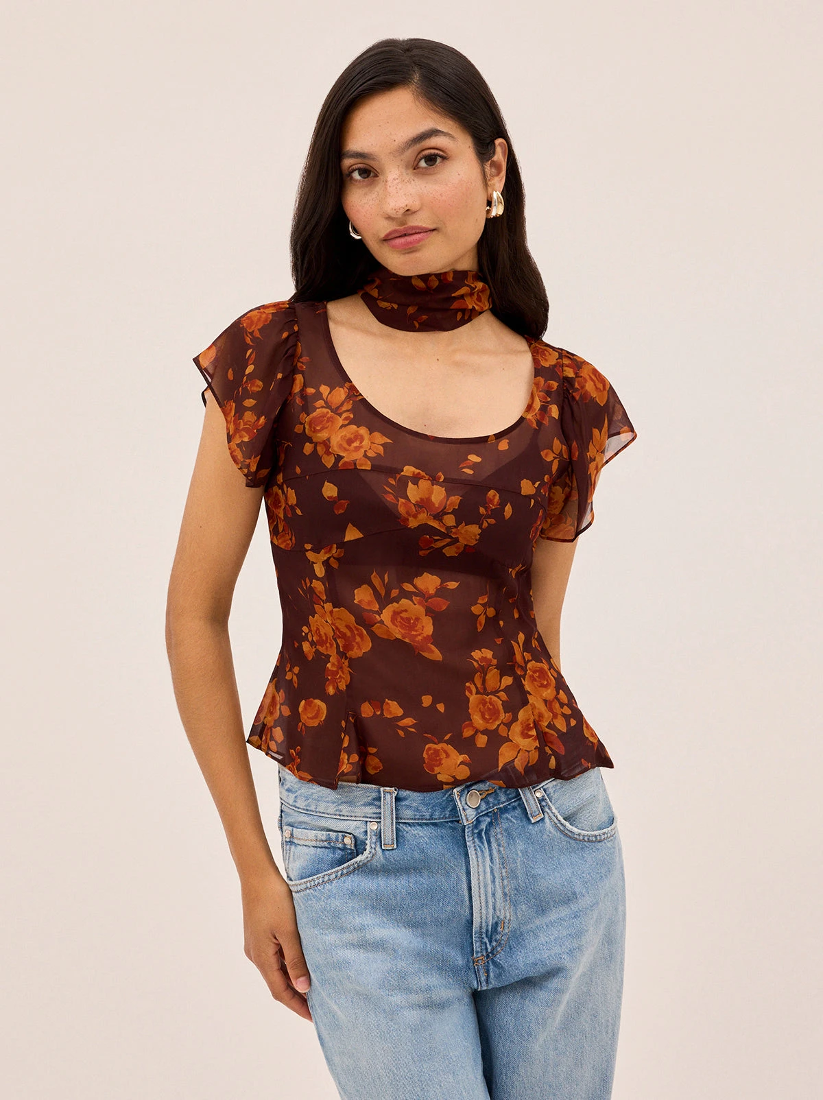 Clementina Autumn Rose Print Top 2 Clementina Autumn Rose Print Top - Image 2