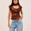 Clementina Autumn Rose Print Top