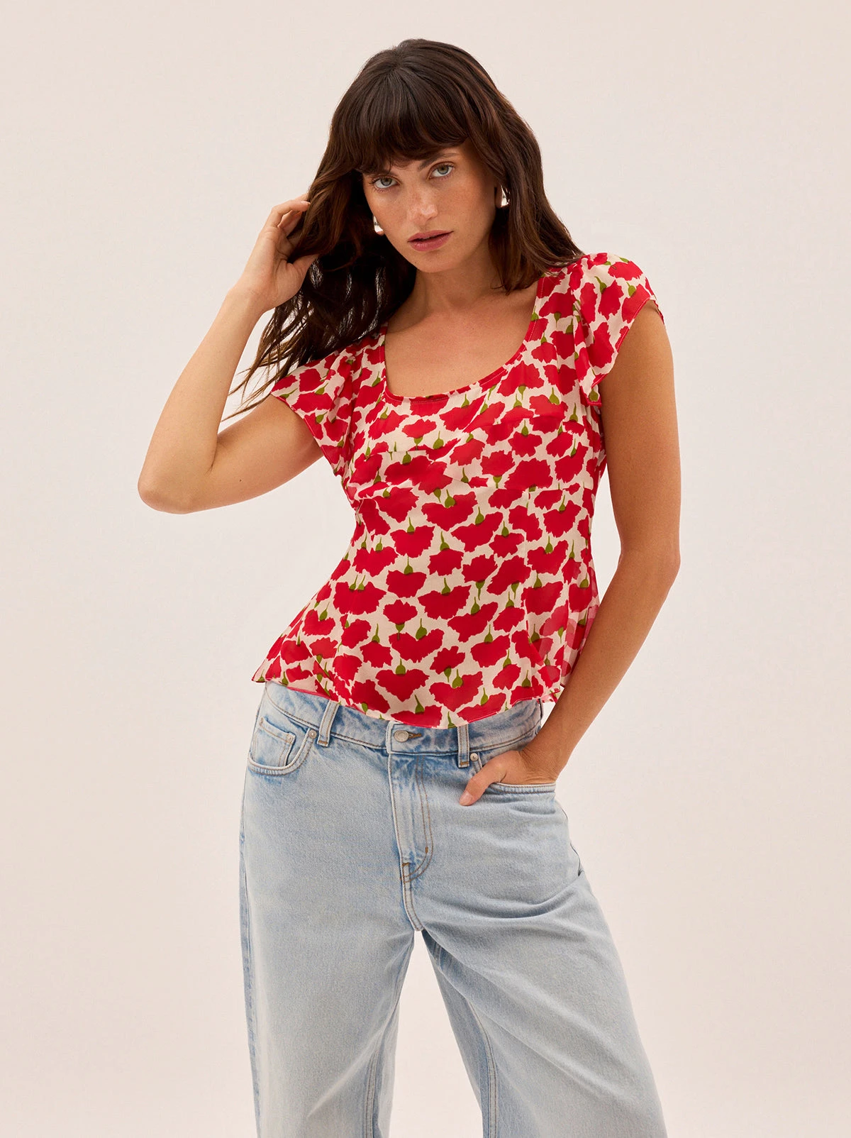 Clementina Carnation Print Top 2 Clementina Carnation Print Top - Image 2