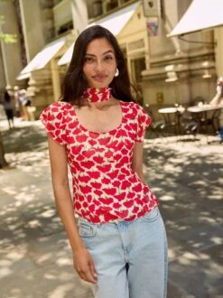 Clementina Carnation Print Top